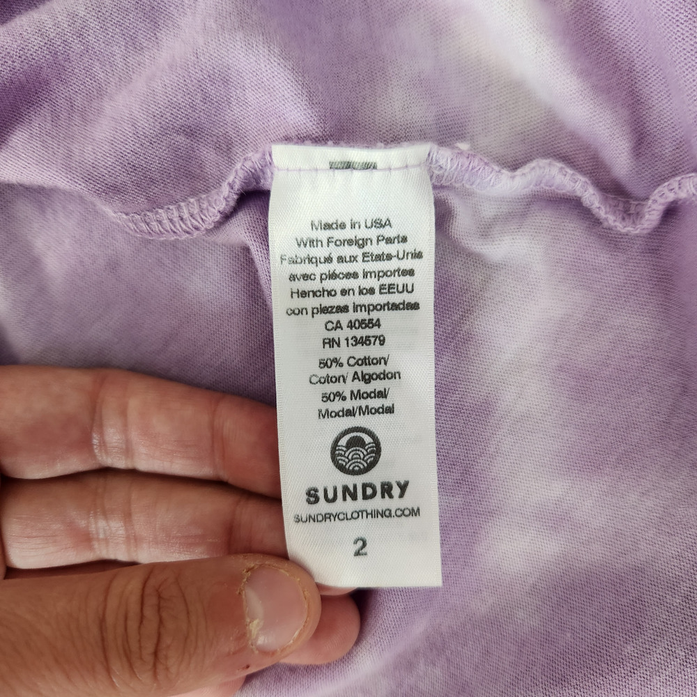 Sundry Lilac Purple White Tye-Dye Long Sleeve Round Neckline Shirt Size‎ 2 NWT - Picture 12 of 13